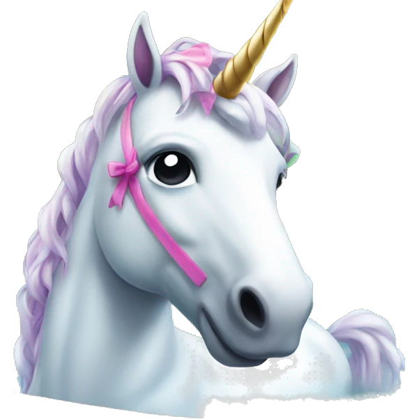 Unicorn with a bow in the pool emoji