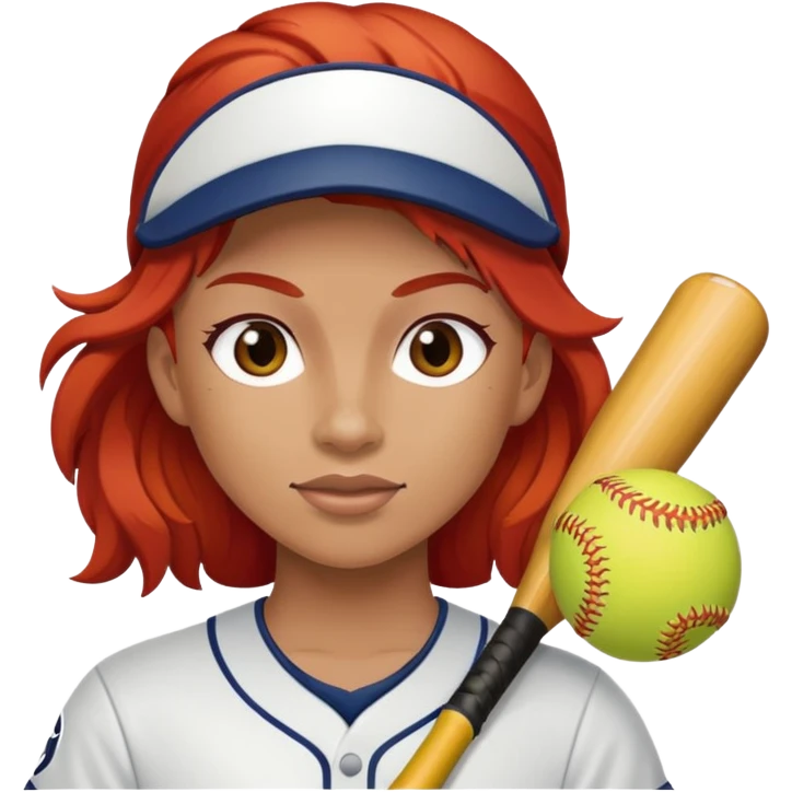 Softball player with red hair emoji