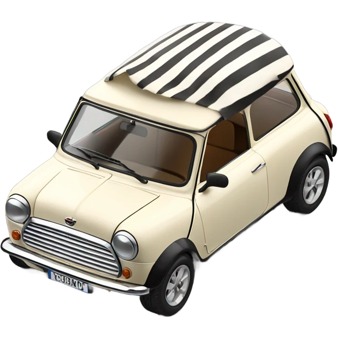Cream classic mini with stripes and black bonnet cream roof emoji