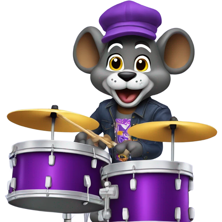 Chuck E. Cheese playing the drums emoji
