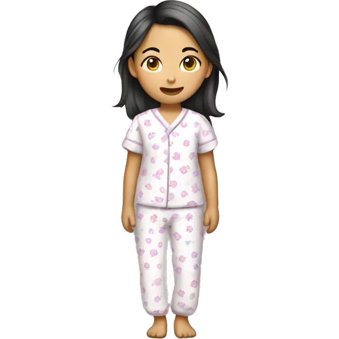 Asian girl wearing pajamas  emoji