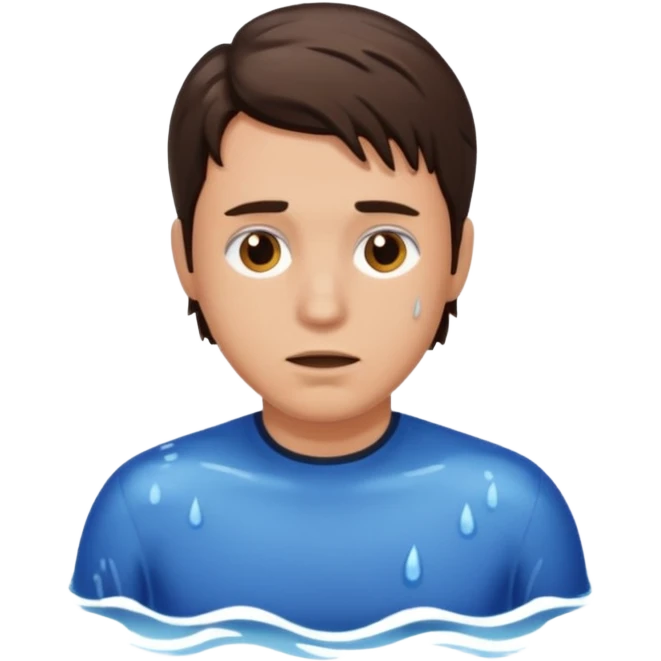 clothed brunette Man drowning emoji