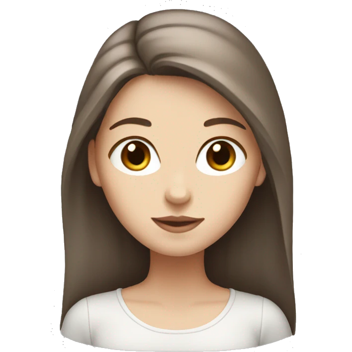 White girl with long brown hair, add a gray and white cat  emoji