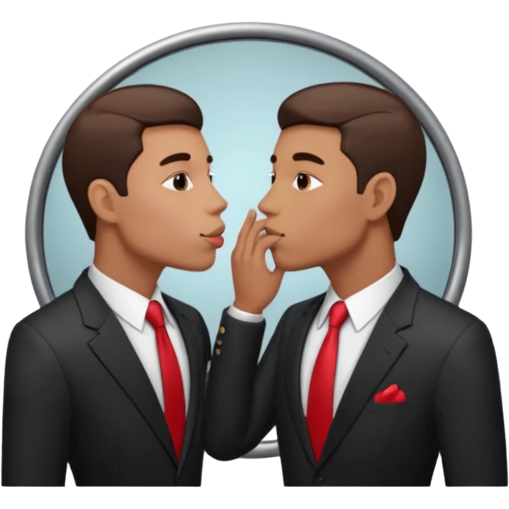 man looking in a mirror and kissing his reflection emoji