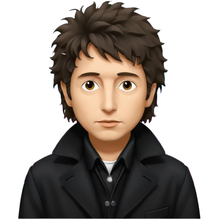synthwave - Bob Dylan from 80's - black coat shaggy unshaven untidy emoji