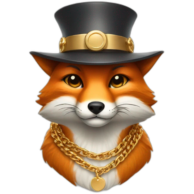 fox wearing a gold chain and hat emoji