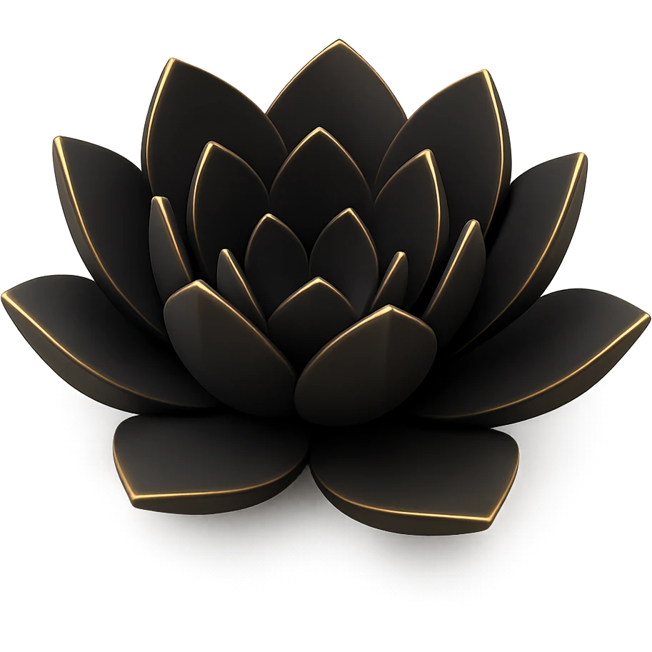 a lotus flower in 3D black style emoji