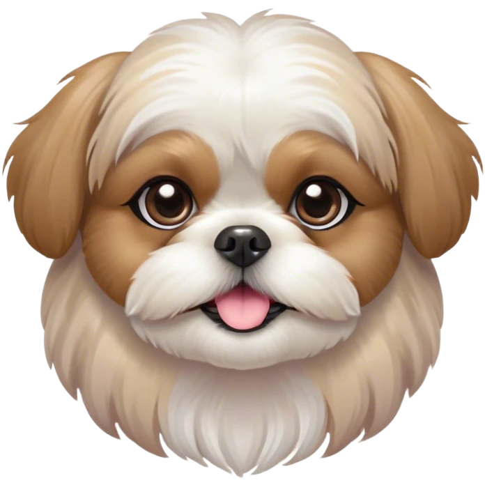 Cinematic Cute Shih Tzu Portrait Emoji, Head playfully tilted with large, sparkling eyes and a fluffy, endearing fur in gentle, pastel tones, simplified yet irresistibly charming, highly detailed, glowing with a warm, cuddly radiance, high shine, radiating affectionate and joyful energy, styled with a soft, playful outline, capturing the essence of a cute Shih Tzu that seems destined to charm everyone in its path! emoji