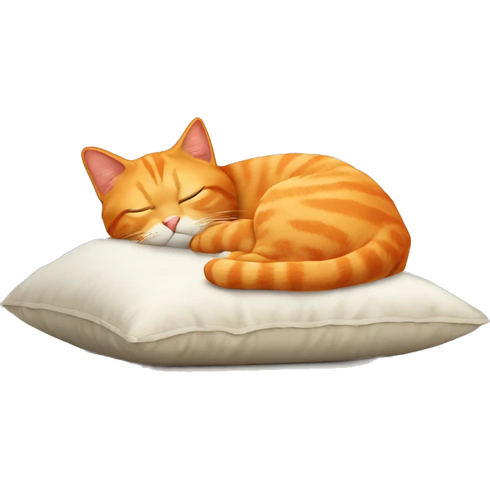 orange cat on pillow sleeping emoji