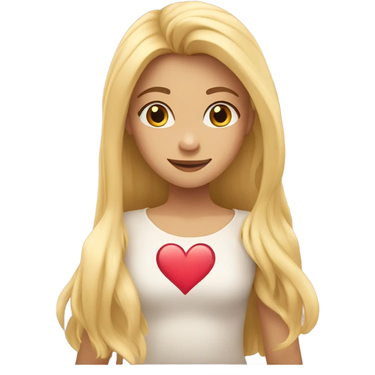 Girl blonde long hair with hands mae heart emoji