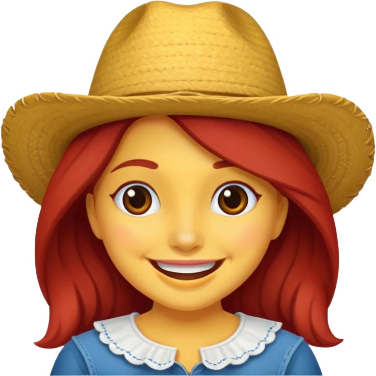 Crea un emoji de una muchacha pelirroja vaquera emoji