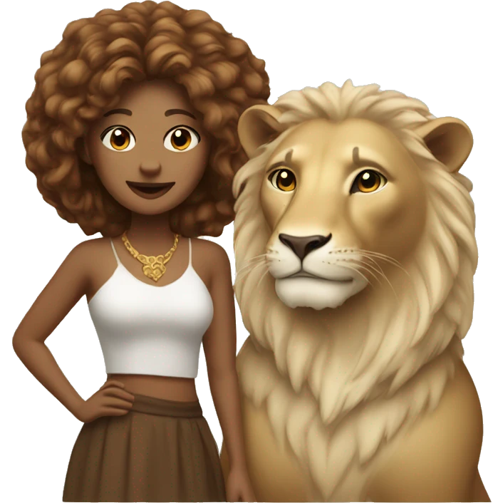 beautiful lady and lion emoji