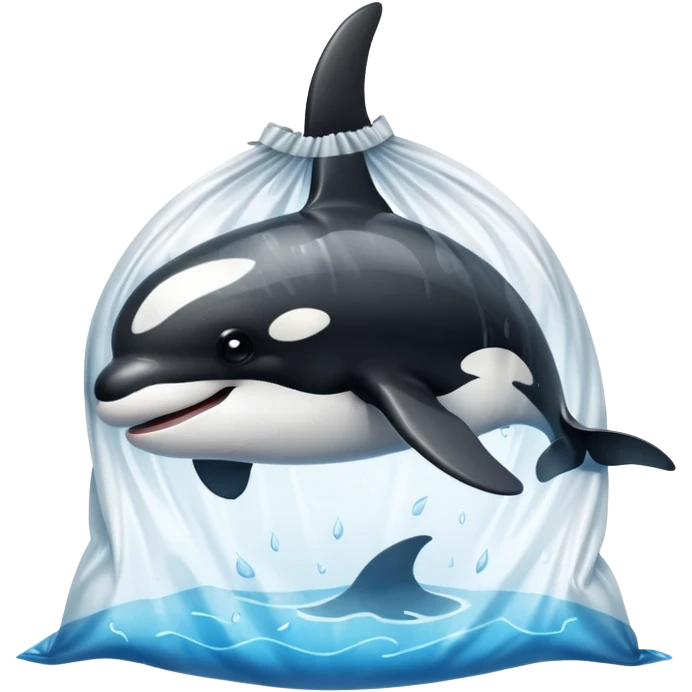orca stuck in plastic waste bag emoji