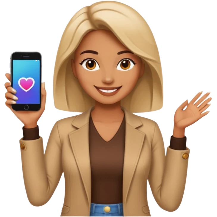 una señora entrando a mi  Instagram  para promocionar mi marca emoji