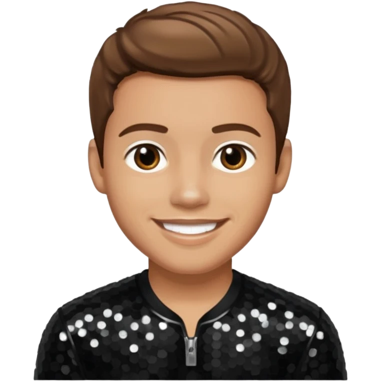 Jacob Underwood from O-Town with light skin, brown hair, black sequin outfit emoji