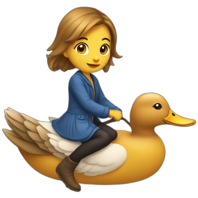 Une fille sur un canard emoji