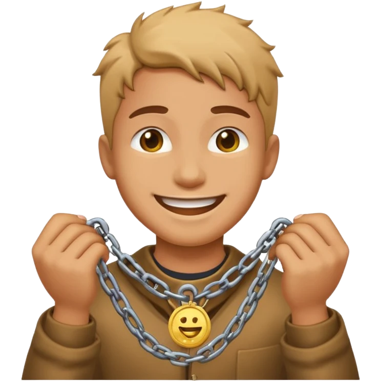 A relieved person breaking chains with a coin emoji emoji