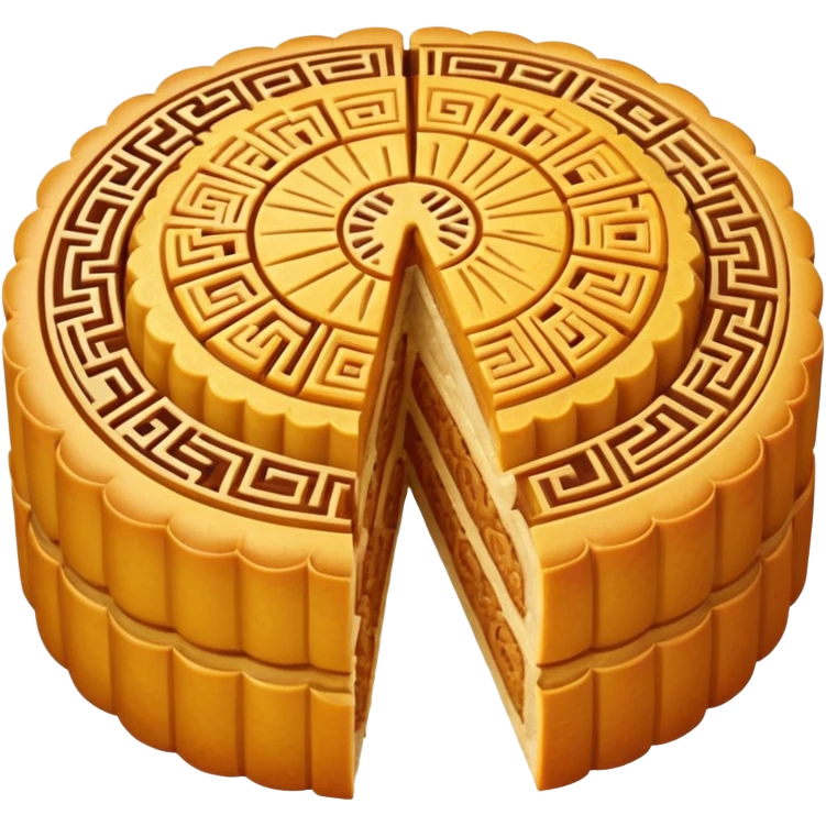 one chinese moon cake cut in half emoji