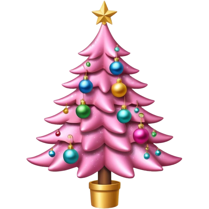 pink christmas tree with pretty ornaments emoji