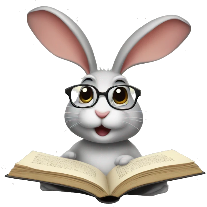 rabbit reading emoji