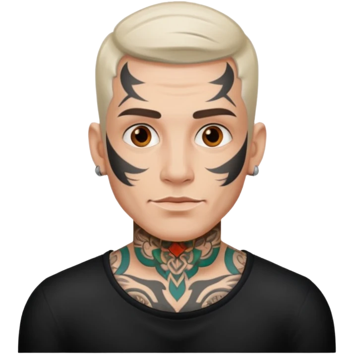 tattoo man, white skintone. emoji