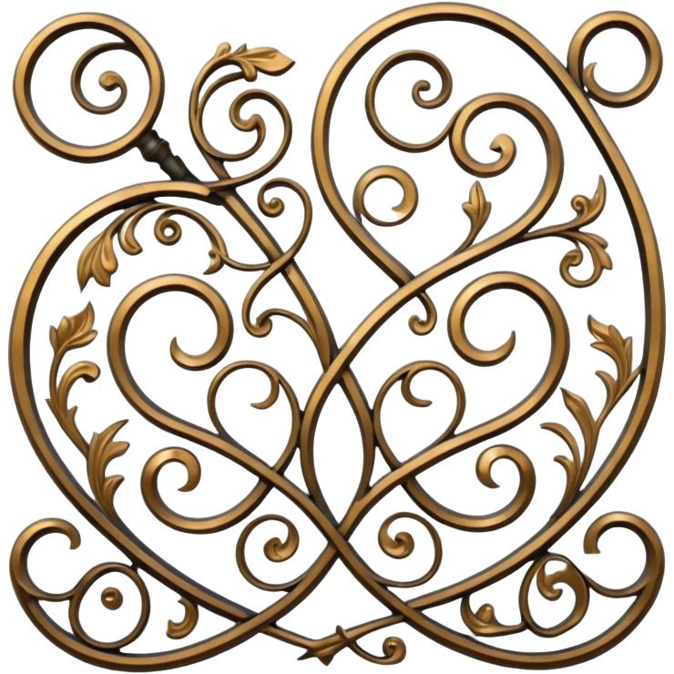 Forged metal icon, intricate wrought iron bas-relief with delicate patterns, swirling shapes, textured metal surface, blacksmithing tools nearby, minimalistic style, clean lines, transparent background. emoji
