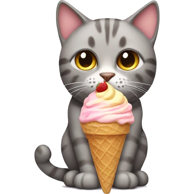 Cat with ice cream on its head emoji