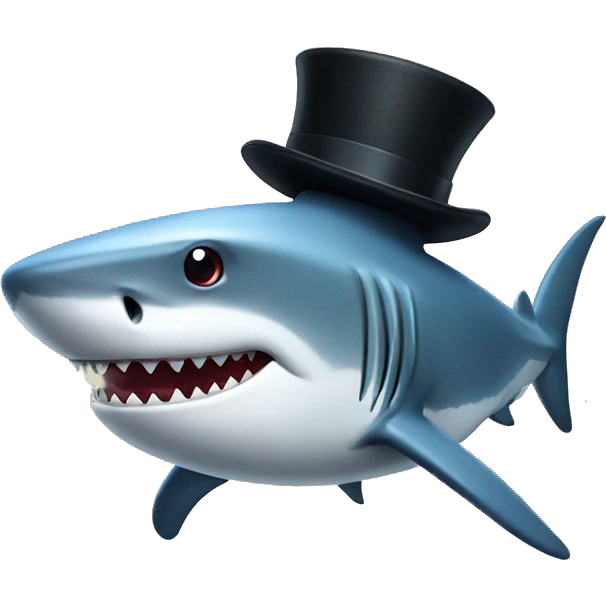 Shark with a top hat emoji