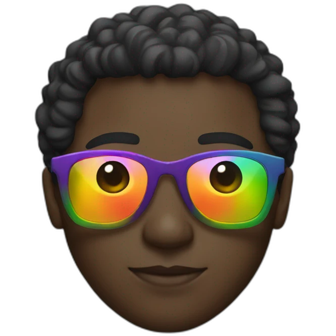 black guy with rainbow glasses emoji