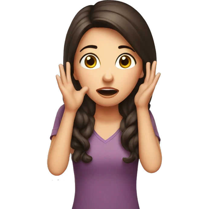 surprised brunette girl with hand on her head emoji