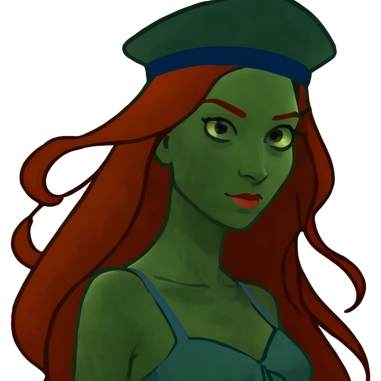 Woman long red hair blue eyes long eyelashes emoji