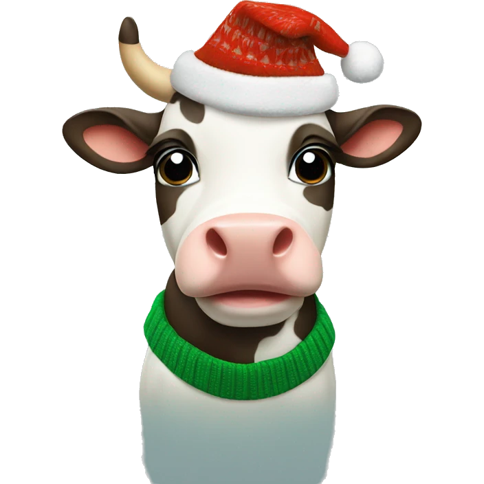Cute Cow wearing Christmas Sweater  emoji
