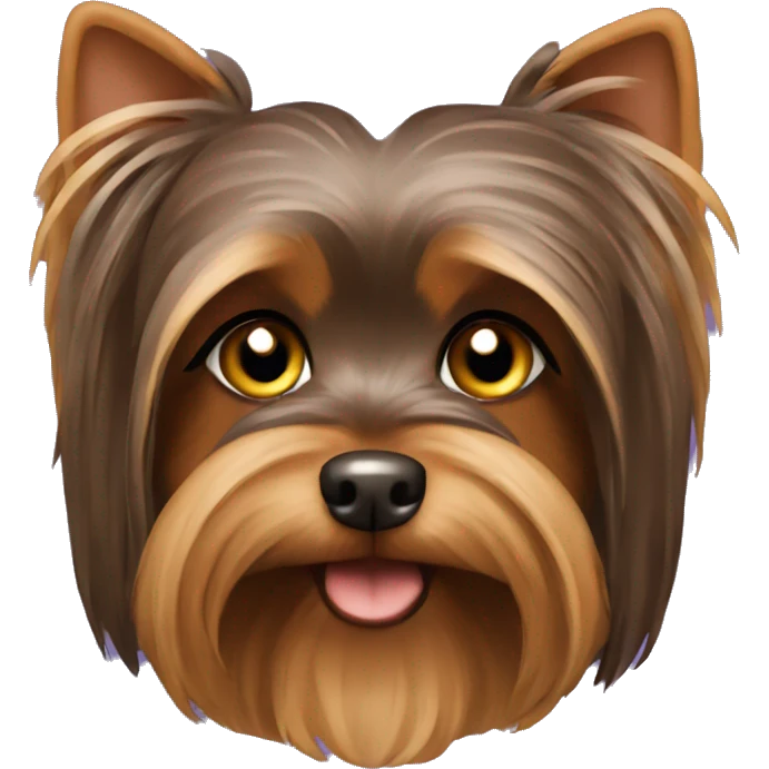 Chocolate color Yorkshire terrier with long hair emoji