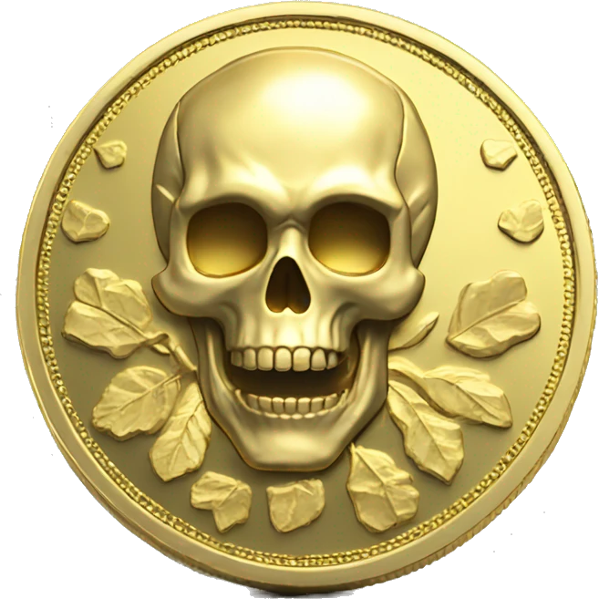 A skull 3D coin skullCoin color gold   emoji