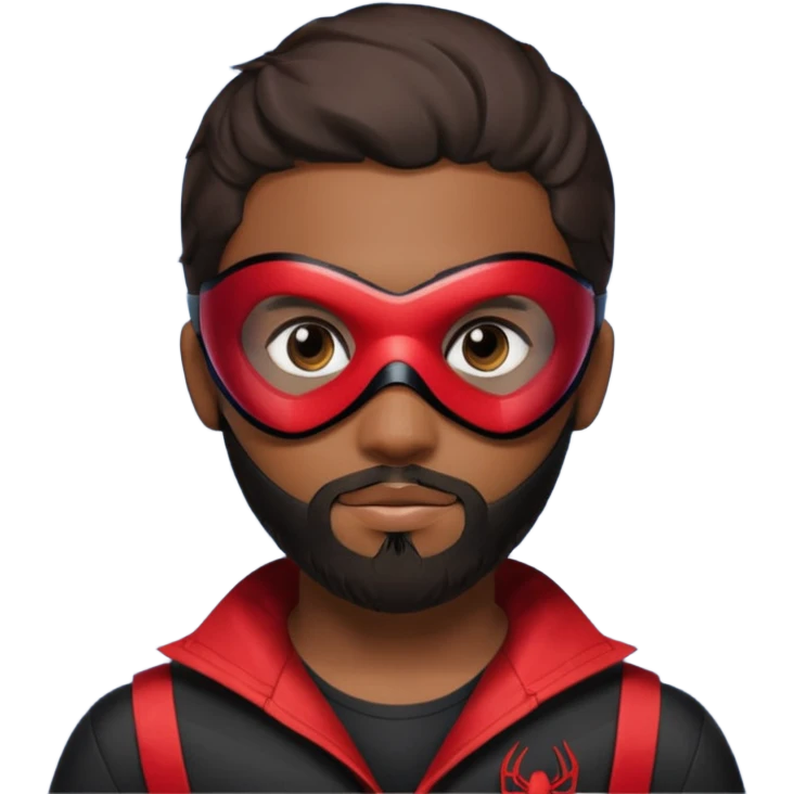 Miles Morales with beard, eye mask, low fade hair cut emoji