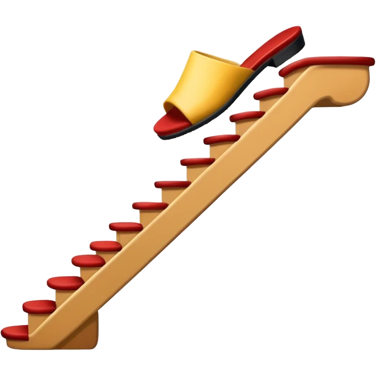 close up of a foot in a slipper on the stairs, simple design emoji