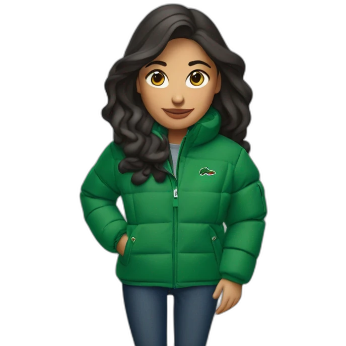 latina woman using Lacoste puffer jacket emoji