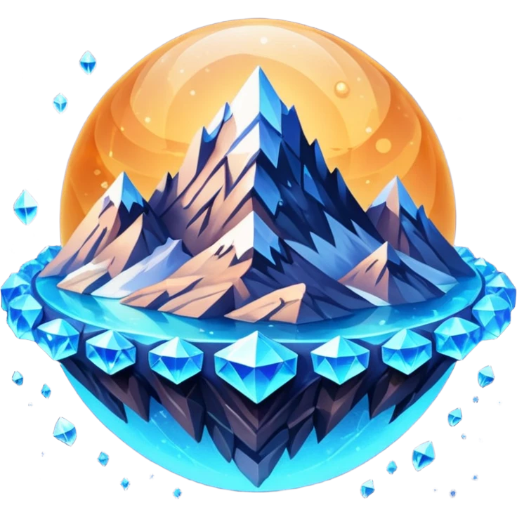 planet, surface covered in glowing crystals and mountain  emoji