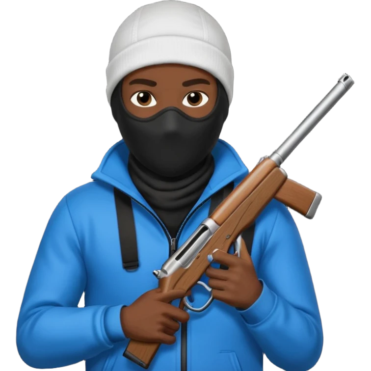 black guy ski mask with gun emoji