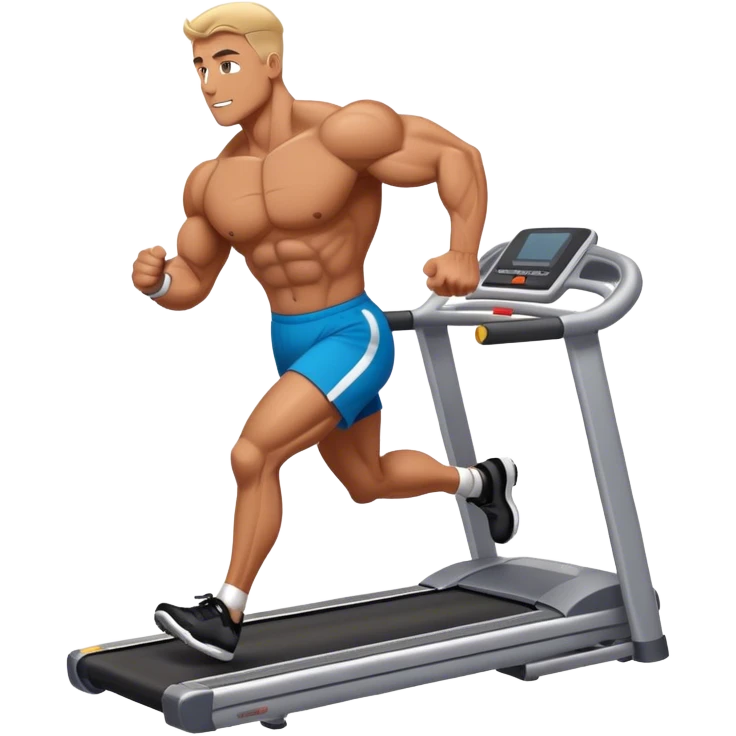 bodybuilder running on treadmill emoji