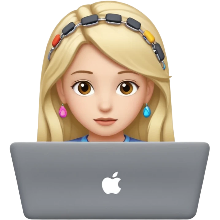 Laptop wearing clips in her hair emoji