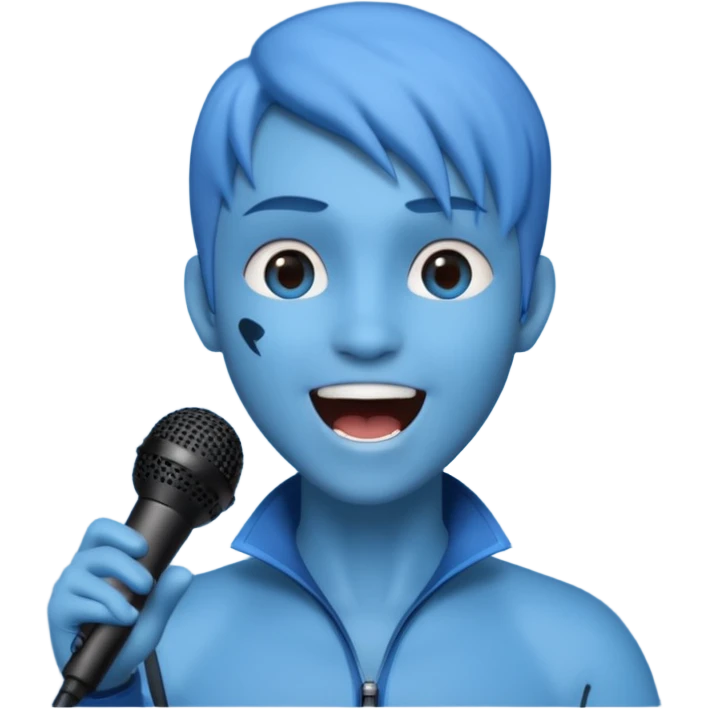 Avatar singing blue character with mic  emoji