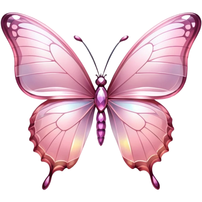 Light pink rainbow glass crystal butterfly emoji
