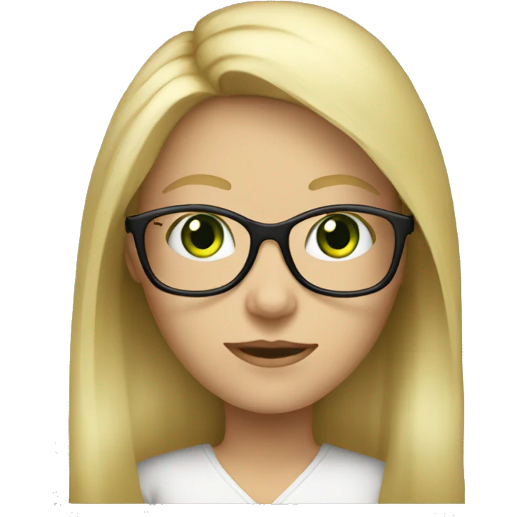 Long blonde hair female with glasses and green eyes emoji
