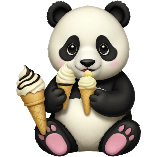 Panda eating ice cream emoji