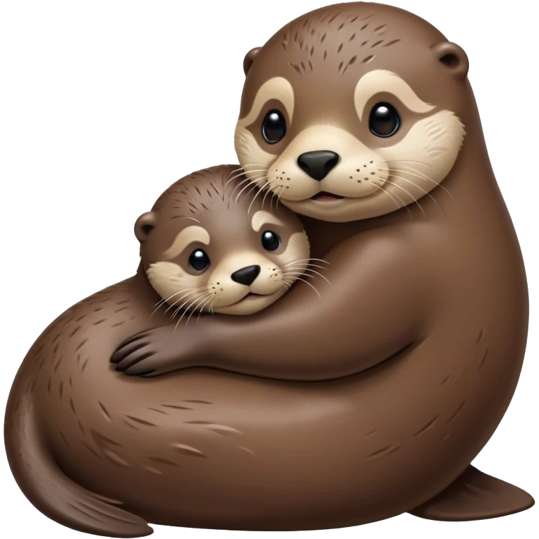 Big seal and small otter cuddle emoji