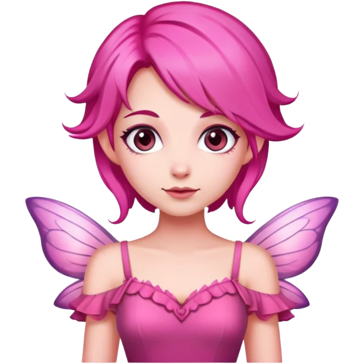 Uma fada mulher de cabelos rosas meio escuro de vestido Rosa  emoji