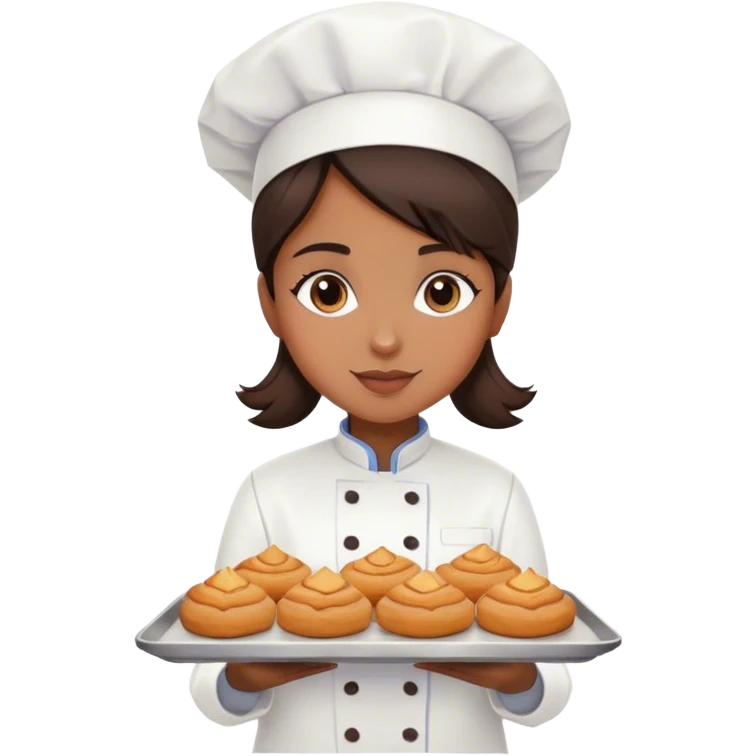 Brown girl pastry chef with dark brown hair emoji