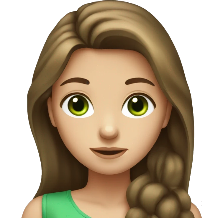 Russian girl with long brown hair and green eyes  emoji