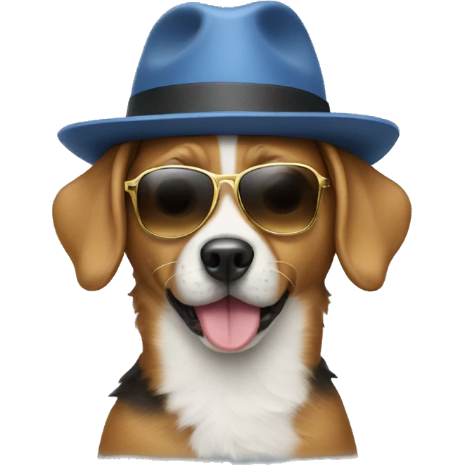 Dog wearing a hat and sunglasses  emoji